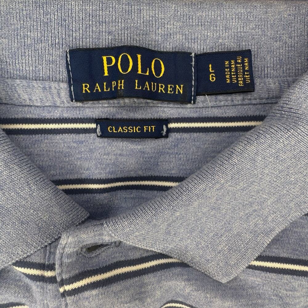 Polo Ralph Lauren Classic Fit Short Sleeve Shirt Blue White Stripes Men’s Large - Picture 7 of 8